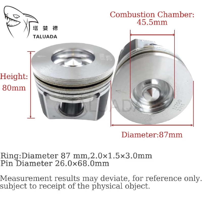 For Kubota V2607 Engine Overhaul Rebuild Kit V2607T V2607-DI Bobcat S550 S570 Engine Piston Round Combustion Chamber 45.5mm