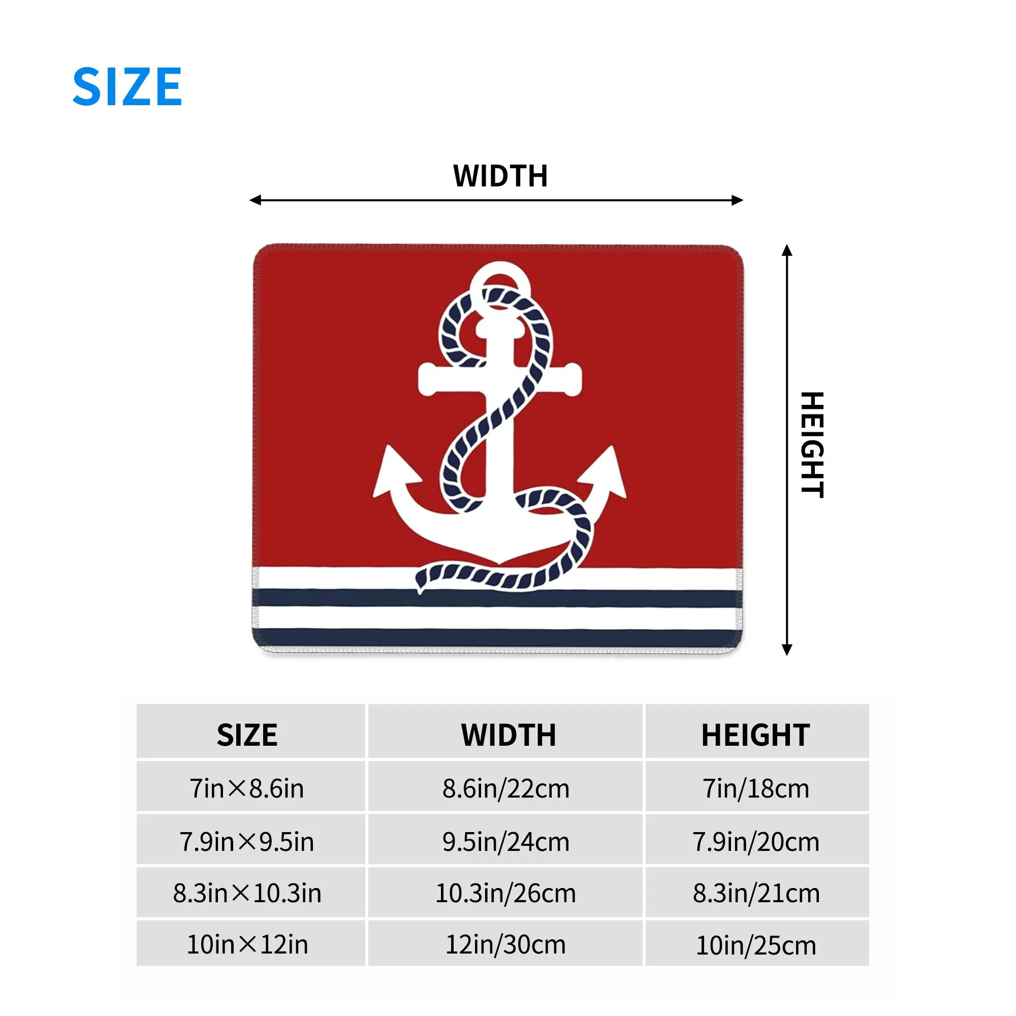 Nautical Navy Blue Stripes And Boat Anchor Mouse Pad Computer Keyboard Mouse Mat Gamer PC Laptop Desk Mat Accessories Table Mats
