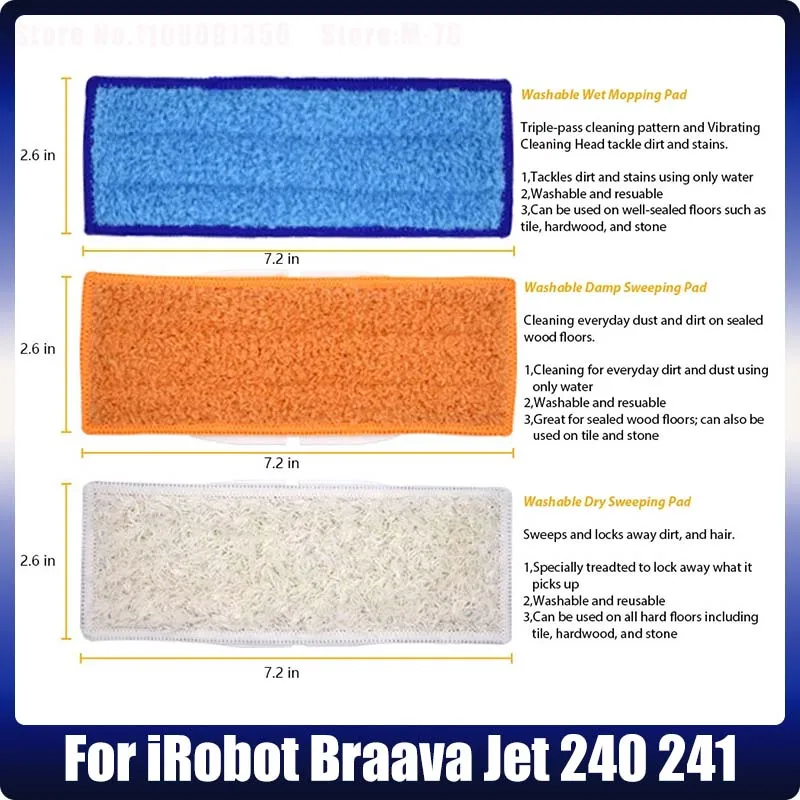 Washable Wet Mopping Cloth Rag Pads Damp Dry Pad cloth for iRobot Braava Jet 240 241 cleaner spare parts Replacement kit Parts