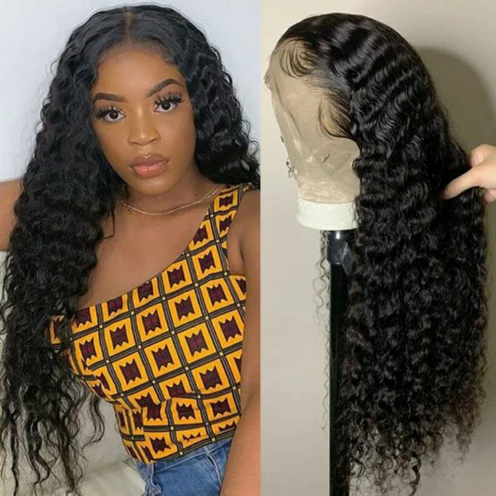 

Deep Wave Wigs Human Hair 13x4X1 Hd Lace Frontal Wig Brazilian Deep Curly Lace Front Wig For Women Preplucked With Baby Wig Remy