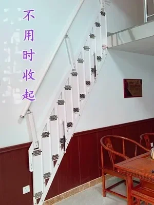 Indoor and outdoor loft telescopic ladder folding wall staircase villa hydraulic upturning platform staircase