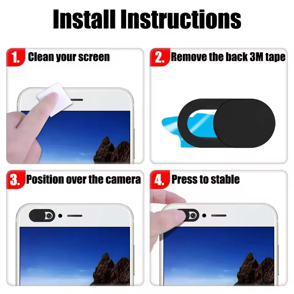 Webcam Cover Shutter Magnet Slider Plastic Camera Cover for iPad Tablet Web Laptop Pc Camera Mobile Phone Lenses Privacy Sticker
