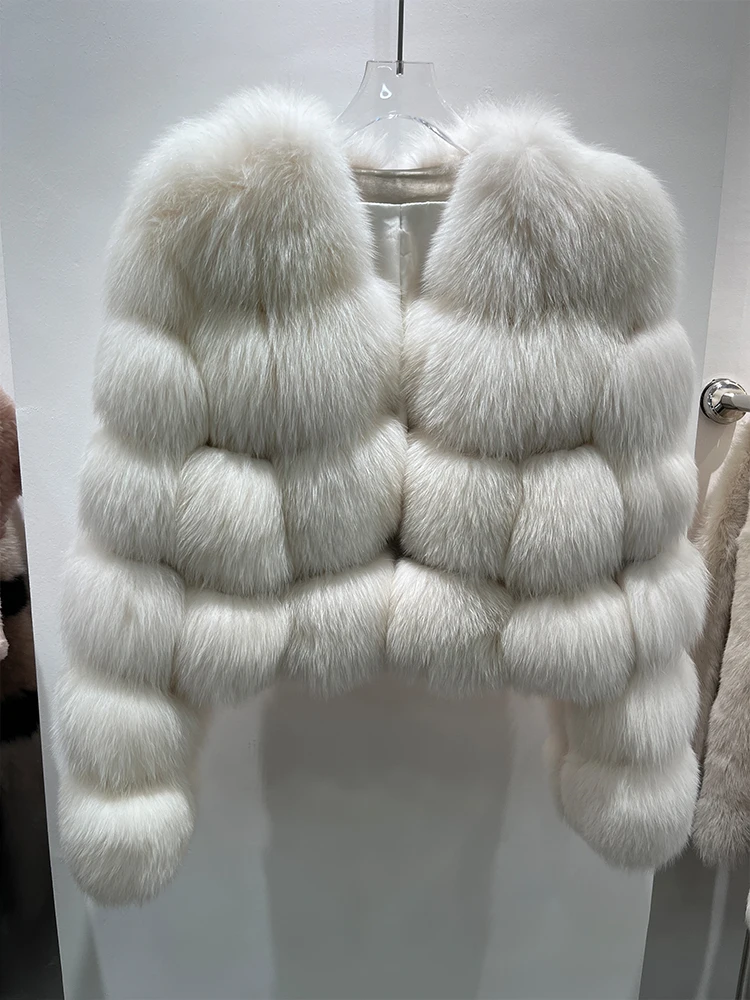 Neue Frauen Winter Echte Natürliche Fuchs Pelzmantel Hohe Qualität Echte Luxus Weibliche Jacke Lange Ärmel Oberbekleidung