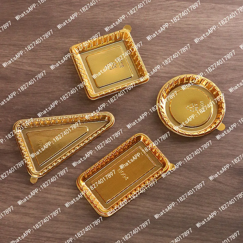 

400pcs Cake Salver Plastic Mousse Cupcake Display Tray Square Round Golden Dessert Packaging Plates Pastry Decorating Tool