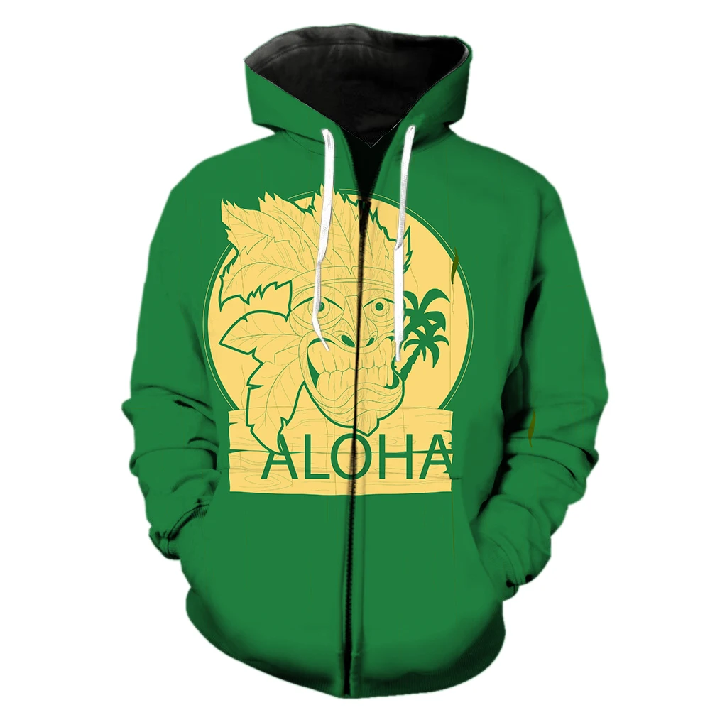 Tropical Island Hawaiian Style Men's Zipper Hoodie Fashion Unisex 2022 Hot Sale Sweatshirts Hip Hop 3D Print Teens Long Sleeve