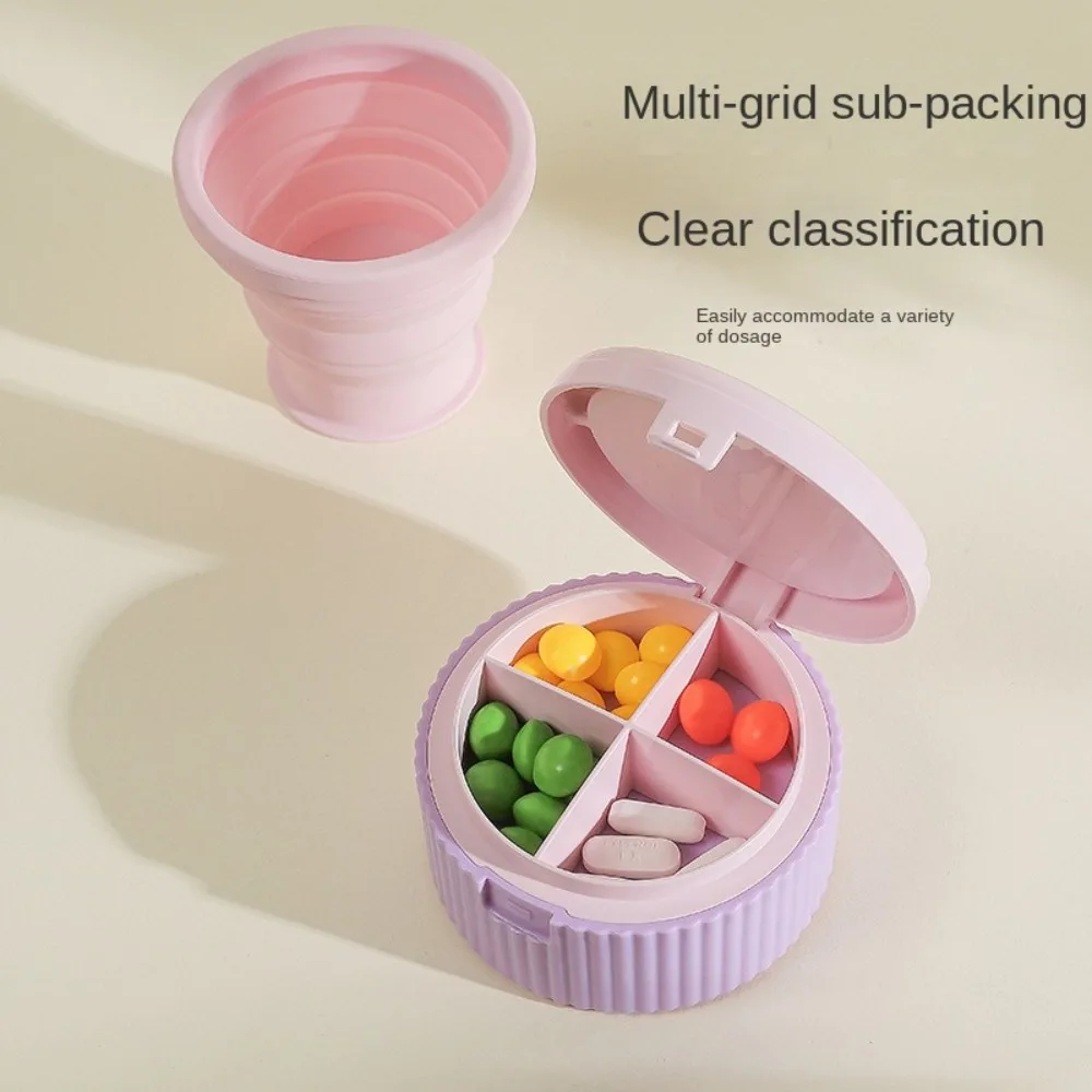

Multifunctional 4 Grid Medicine Case Sealed Moisture-proof Medicine Dispensing Box Divider Dustproof Medicine Organizer Home
