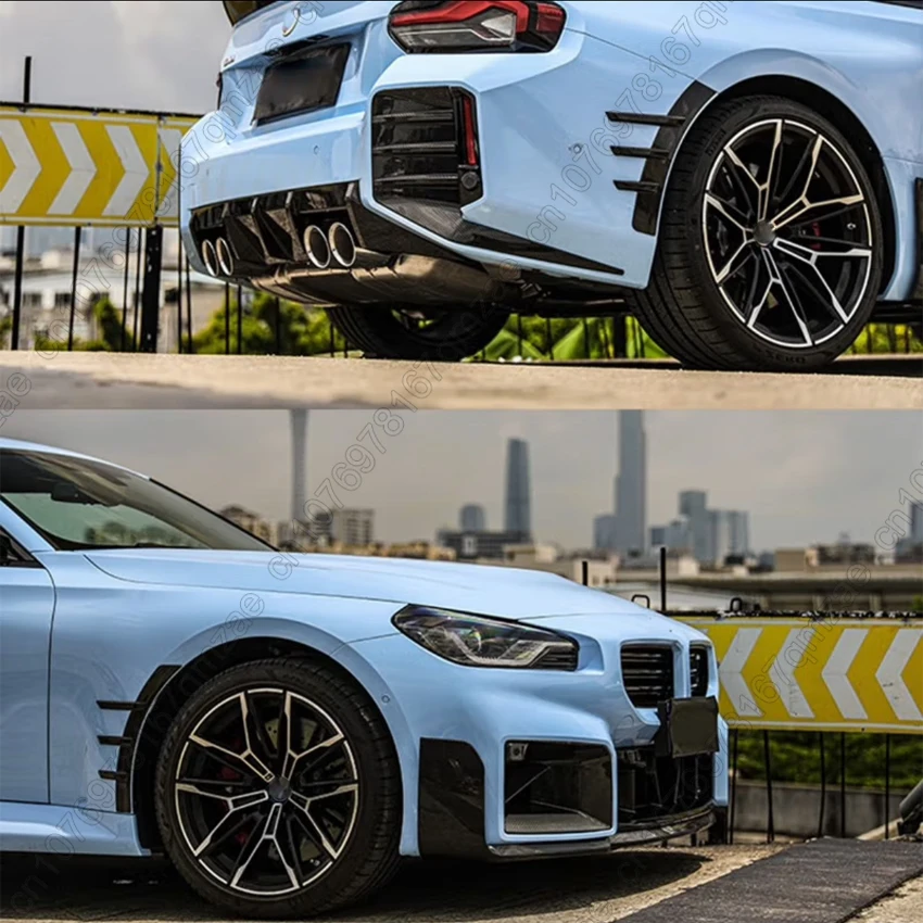 

Carbon Fiber Look Front / Rear Bumper Side Fender Trim Cover For BMW 2 Series M2 G87 2023-2024 MP Style Side Spats Canards Kits