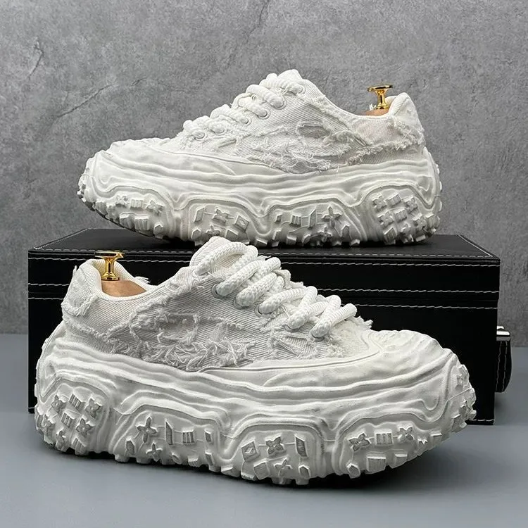 الرجال 2025 الربيع/الصيف جديد عصري الرجعية العصرية الإطارات أسفل عادية سميكة القاع الارتفاع رفع زوجين أحذية رياضية