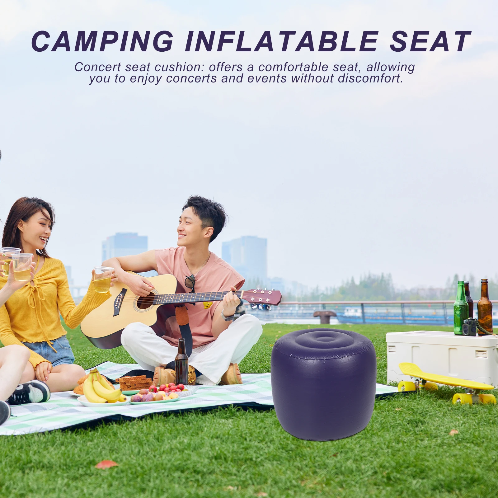 

Inflatable Inner Core Stool Chair Cushions Camping Foot Rest Round Hiking Seat Pad