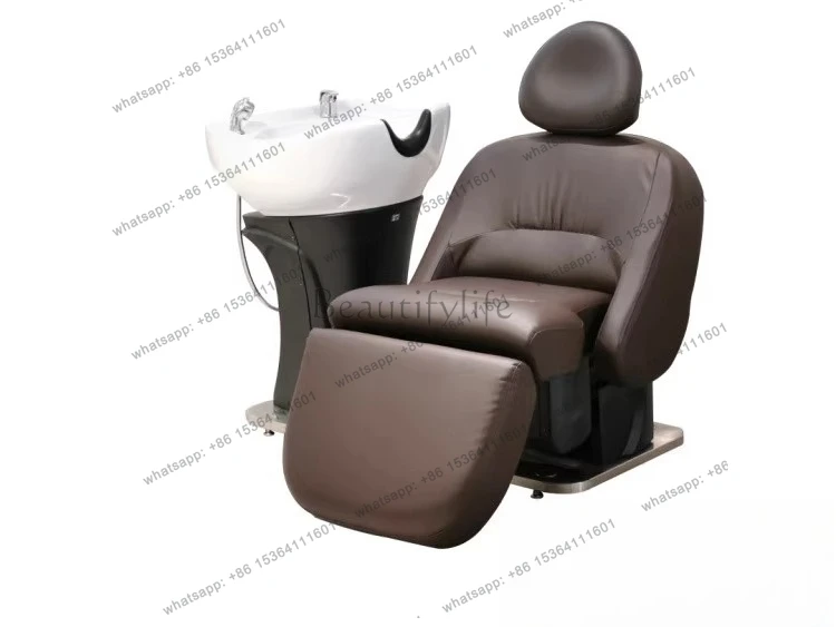 electric lift barber shop shampoo bed hair salon special semi-lying ceramic basin hair salon flush bed