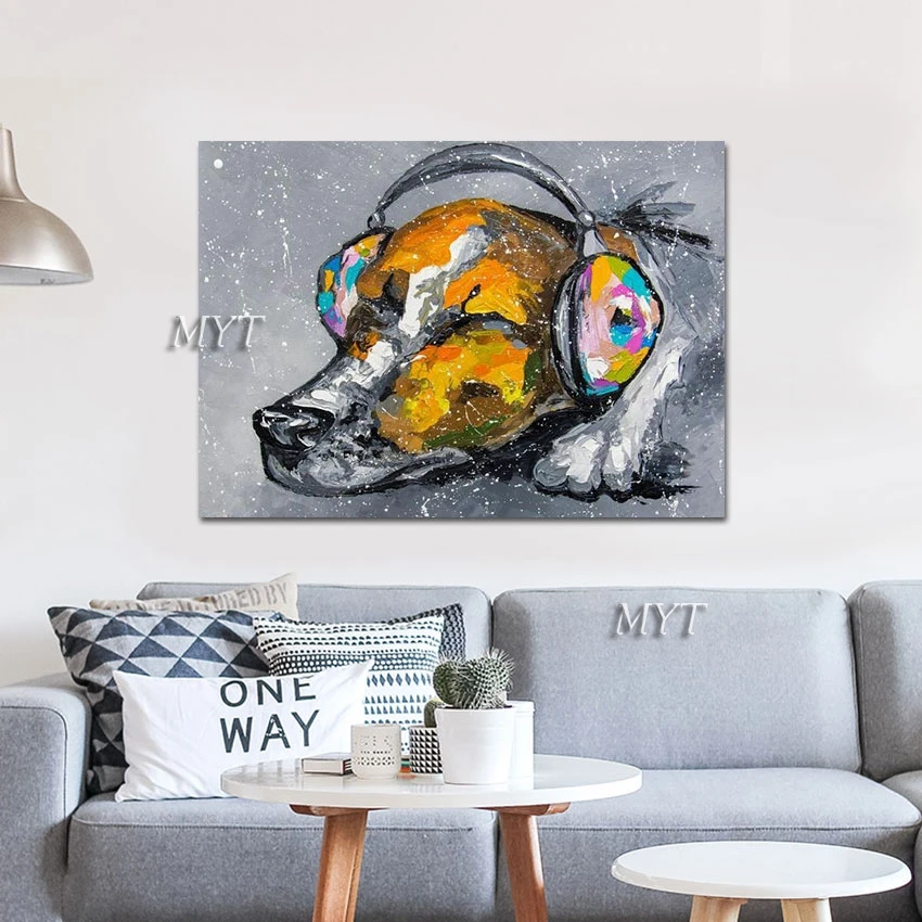 3d Dog Picture Wall Art Canvas Unframed Abstract Colorful Acrylic Design Animal Decor Artwork Handmade Paintings Canvas Work