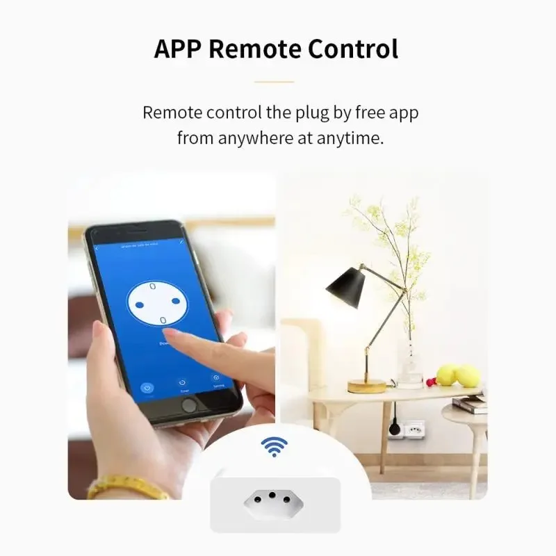 Tuya WiFi 16A Brazil Smart Plug Power Monitor Energy Electricity Consumption Monitoring APP Remote Control Computer TV Fan