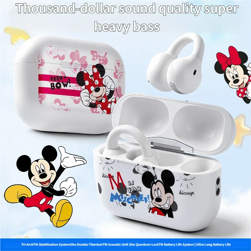 Disney MA-T15 auriculares Bluetooth 5,4 con Clip para la oreja auriculares inalámbricos deportivos batería de larga duración auriculares con reducción de ruido llamada con micrófono HD