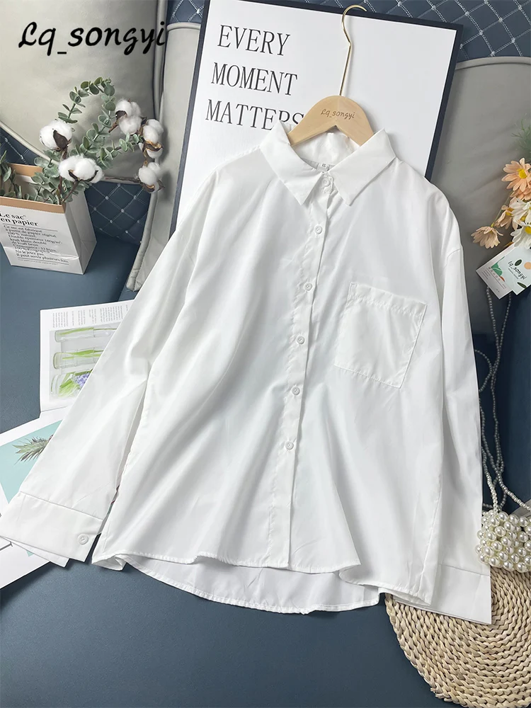 Wholesale White Shirts Spring Autumn Women Blouse Loose Female Top Loose BF Korean Blusas Oversized Blouses Y2K Lq_song LQ11