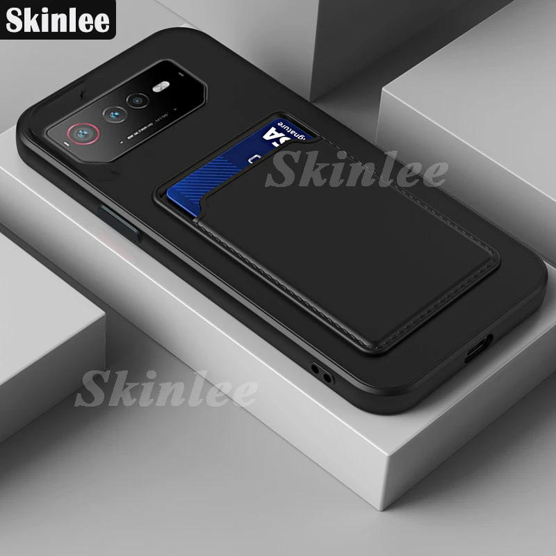 

Skinlee Wallet Phone Case For Asus RogPhone 6 Pro Liquid Silicone Protection Soft Shell Back Card For Asus Rog Phone 6 Pro Case