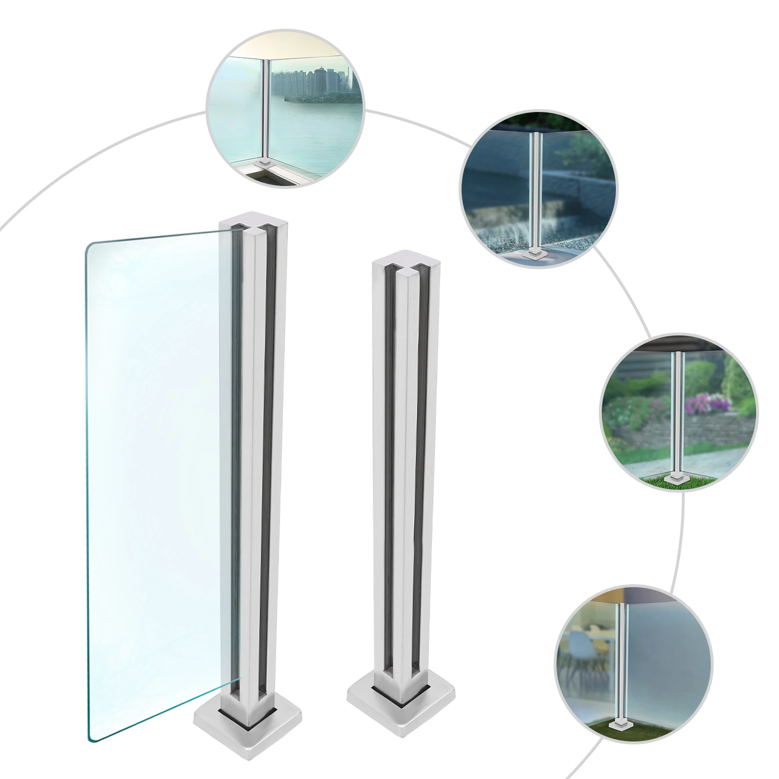 

Stainless Steel Balustrade for Balustrade Balcony Deck Stairs, Cannot Add Handrail Version(25.6‘’/ 65cm，35.8”/91cm, Corner Post)