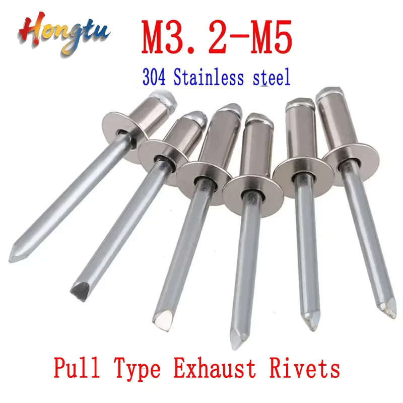 

304 Stainless Steel Countersunk & Round Head Blind Rivets - M3.2/M4/M5 Pop Rivets for Decoration, Pull Type Exhaust Rivets