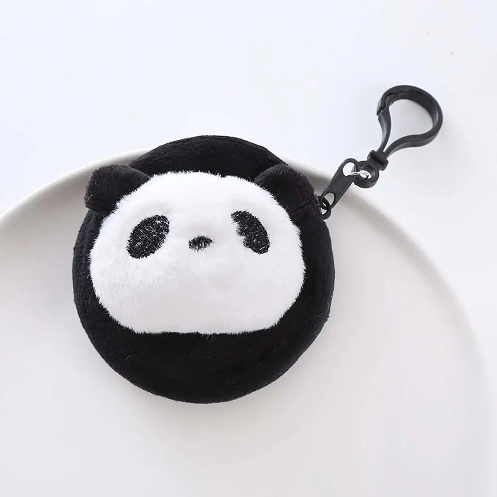 Moda animal de pelúcia panda moeda bolsa grande capacidade redonda dos desenhos animados saco de dinheiro batom bolsa mini fone de ouvido ao ar livre