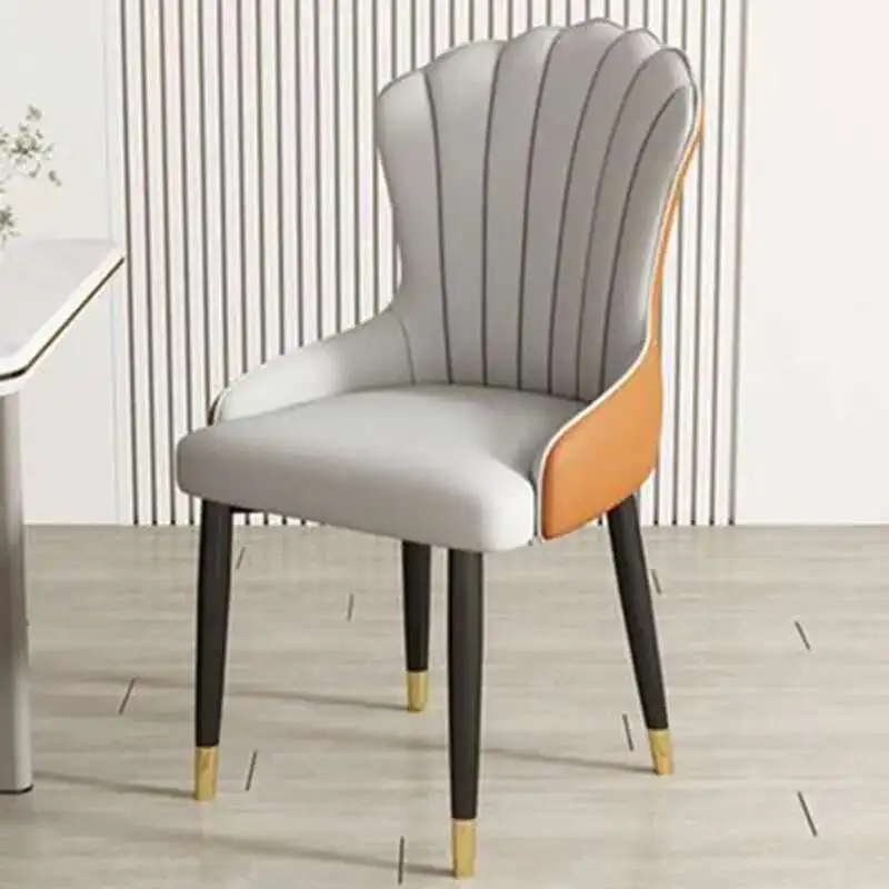 

Design Gold Dining Chairs Modern Ergonomic Metal Makeup Nordic Lounge Chair Italian Leather Single Fauteuil Salon Furniture