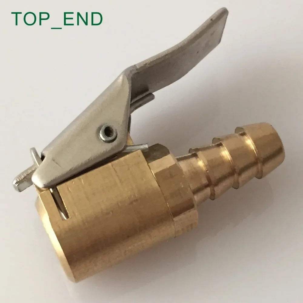 

8x15mm,Open (Flow Through) Design,Original Brass,Euro Style Air Chuck,5/16" Barb End,Fit 1/4"NPT,Tire/Tyre Repair Inflator Gauge