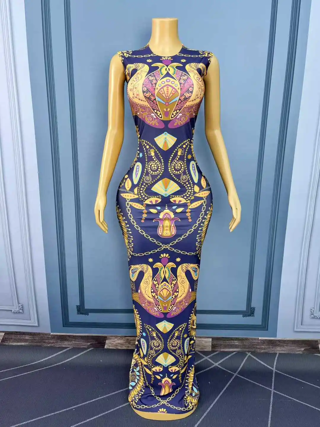 Luxe sexy patroon ontworpen elegante strass lange avondjurk cocktail verjaardagsfeestje jurk rode loper show podiumoutfit