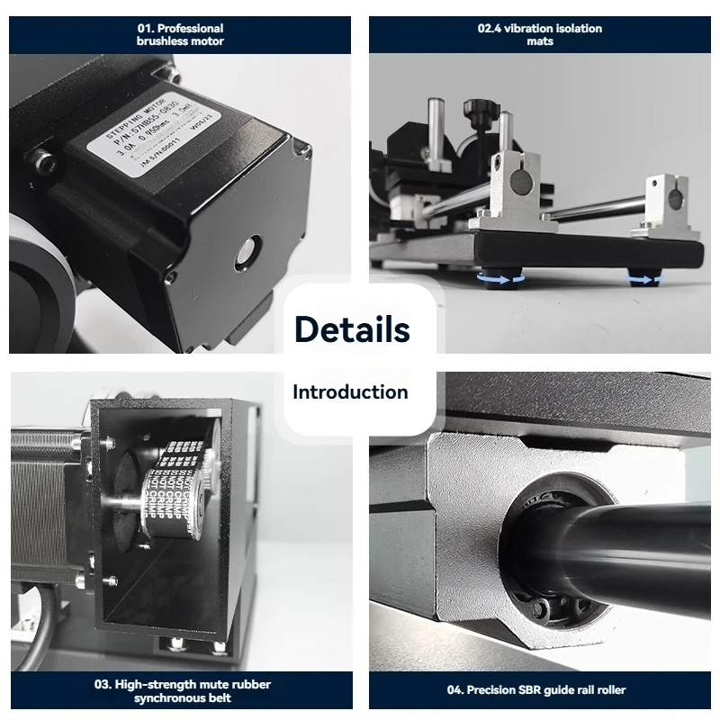 CNC Laser Engraver Rotary Axis with Brushless Motor, 10-150mm Chuck, SBP Rail Roller for for Engraving and Cutting on Cylinders