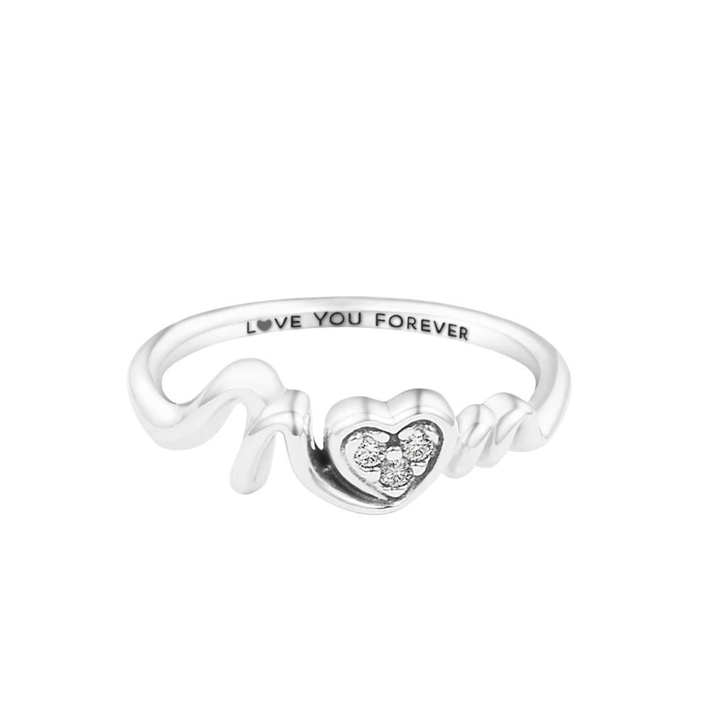 

Mum Pave Heart Ring Authentic 925 Sterling silver Jewelry Ring For Woman European Silver Rings For Jewelry Making