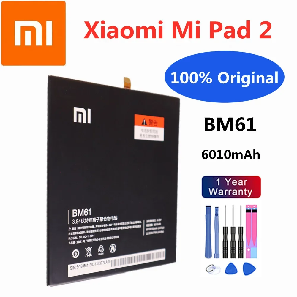 

New BM61 Original Tablet Battery For Xiaomi Pad 2 Pad2 MiPad 2 Tablet Genuine Replacement Battery 6010mAh + Tools In Stock