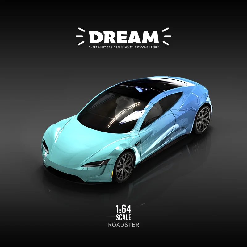 

TimeMicro 1:64 Dream Roadster-Water Drop Синяя имитация сплава Модель автомобиля Коллекция Дисплей Орнамент Игрушка в подарок