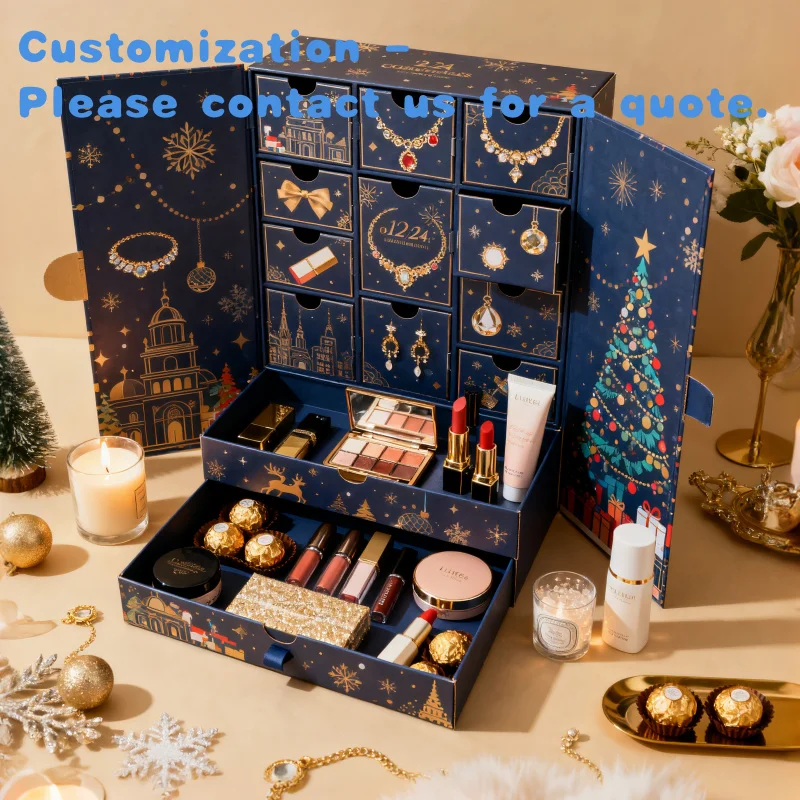 

custom.Custom Designed Empty 24-Paneled Calendrier De L'Double Open Door Makeup Advent Boxes