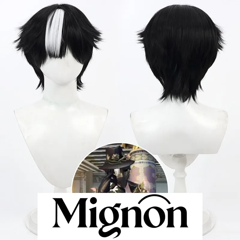 

Identity V Night Bloom Skin Jack Cosplay Wig, Black Teased Roots with White Highlights