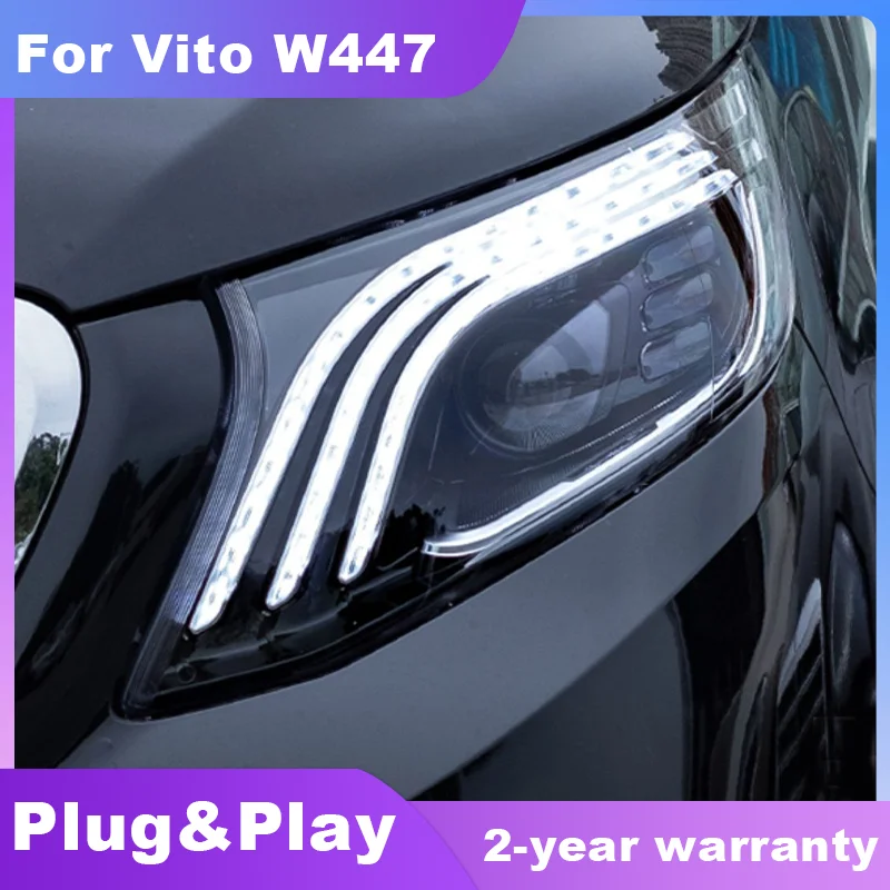 

Head Lamp for Benz Vito LED Headlight 2015-2019 Headlights Vito V260 DRL Turn Signal High Beam Angel Eye Projector Lens