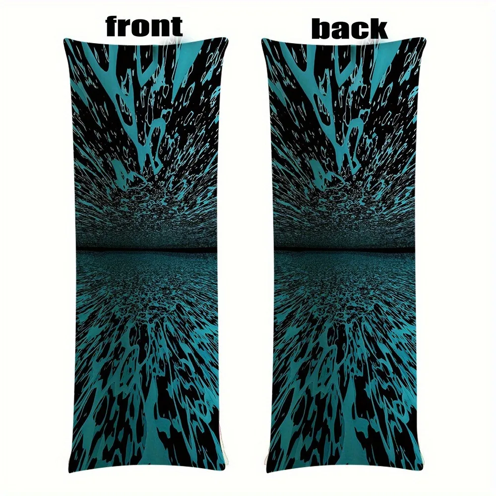 1 Turquoise and Black Marble Pattern Long Throw Pillow Cover | Contemporary Style, Mirror Design, Zipper Closure, Machine Washab