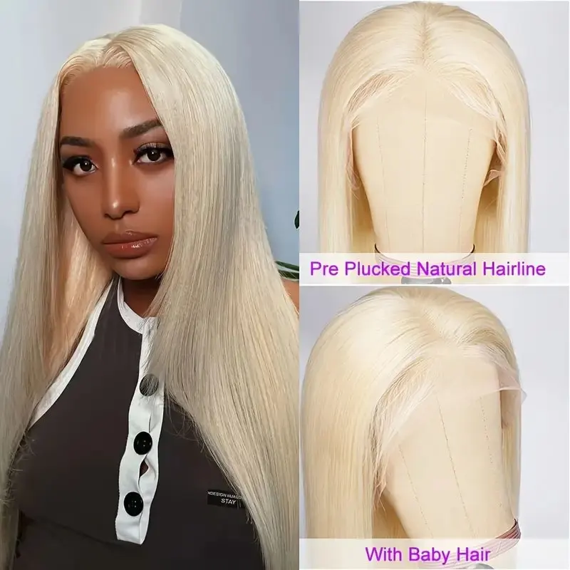 Rosabeauty 613 HD Straight Hair Lace Front Human Hair Wigs Glueless 13X4 Frontal Wig Preplucked 200% 250% 8 40Inches 13x6 Blonde