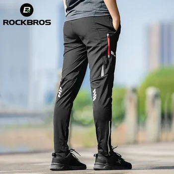 ROCKBROS lightweight casual cycling pants men women spring summer breathable hight elasticity sports pants reflective trousers