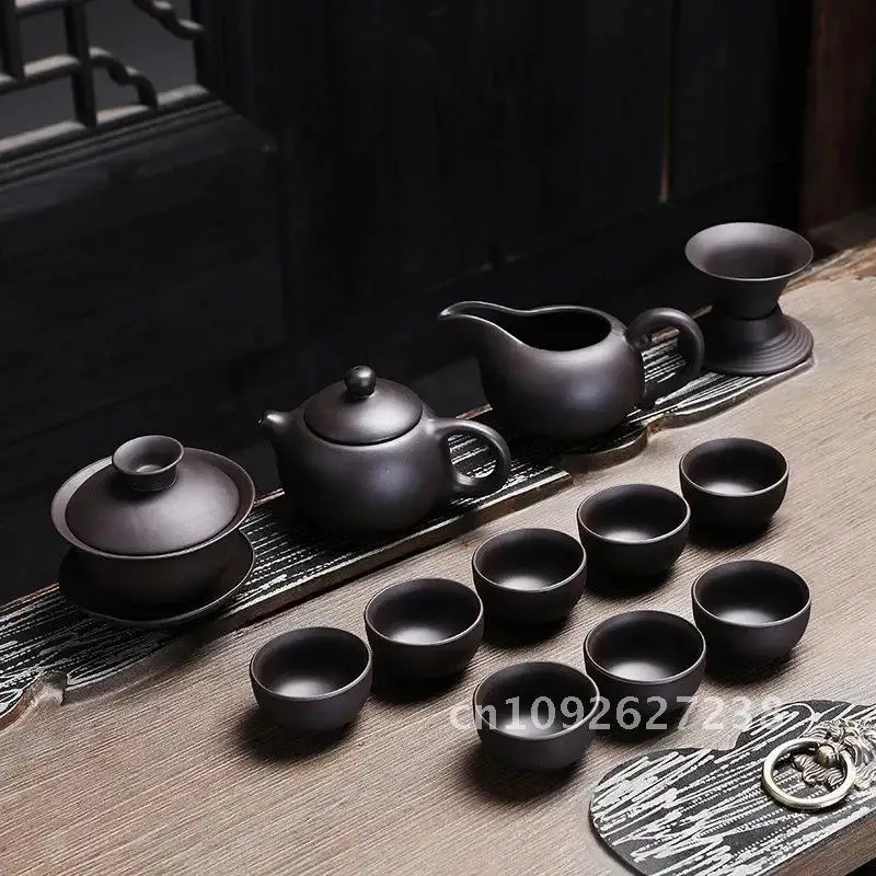 Purple Clay Chinese Kung Fu Tea Set Yixing Teapot Handmade Tea Pot Cup Zisha Gaiwan Tea Kettles Ceremony Drinkware Teaware Set