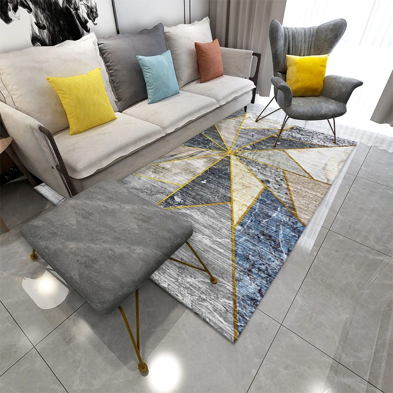 Bild 4: Moderner, luxuriöser, geometrischer, abstrakter Marmor-Teppich, Material, ästhetisches Design, umweltfreundlich, pflegeleicht, eleganter Wohnzimmerteppich