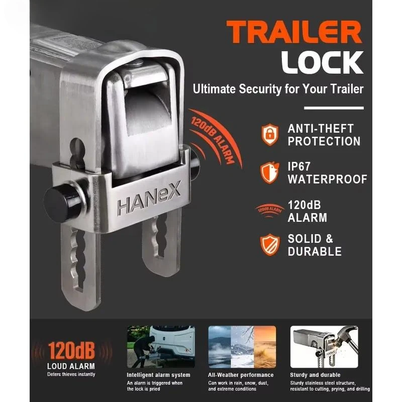 120 Decibel Alarm OEM ODM Anti-Theft U-Shaped 46mm Trailer Full Protection Against Coupler for Retrofit/Upgrade