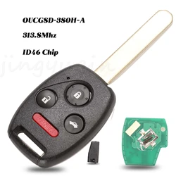 Jingyuqin 313.8Mhz ID46 Chip PCF7936 Chiave A Distanza Dell'automobile Per Honda Civic EX Si 2006 2007 2008 2009 2010 2011 Per Honda OUCG8D-380H-A