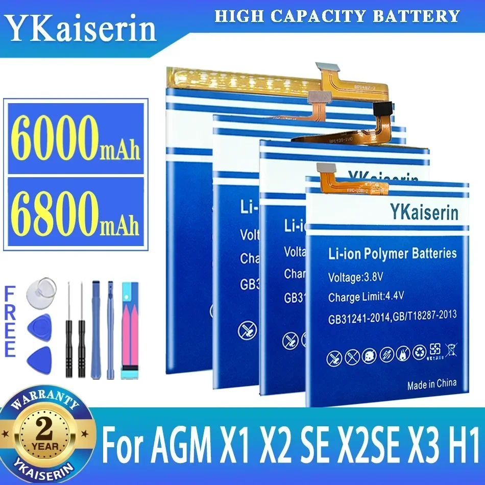 

Высококачественный аккумулятор ykaisсеребрин для AGM X1 X2 SE X2SE H1 X3 аккумулятор + Бесплатные инструменты