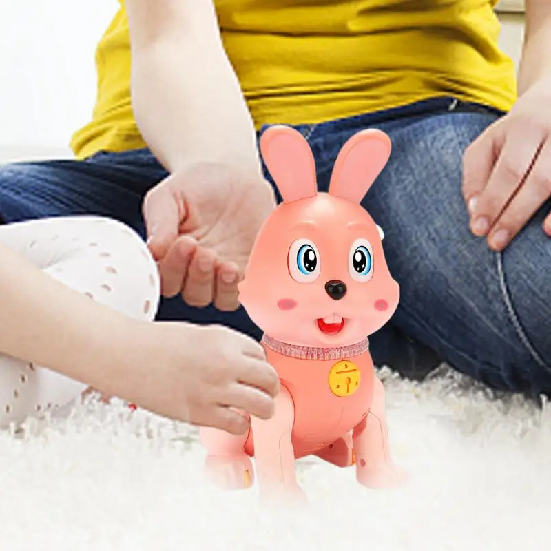 Rabbit Toy With Lights Musical Bunny Light Up Toys Cartoon Movable Blinking Toy Cute Shaking Head Toys For Children's Day