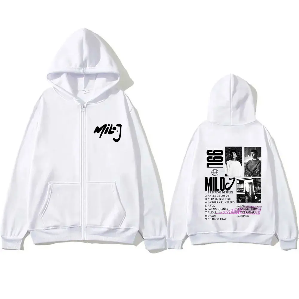 

Rapper Milo J 166 Album Graphic Zipper Hoodie Men Women Hip Hop Fashion Pop Music Zip Up Hoodies Unisex Casual Oversized Coat