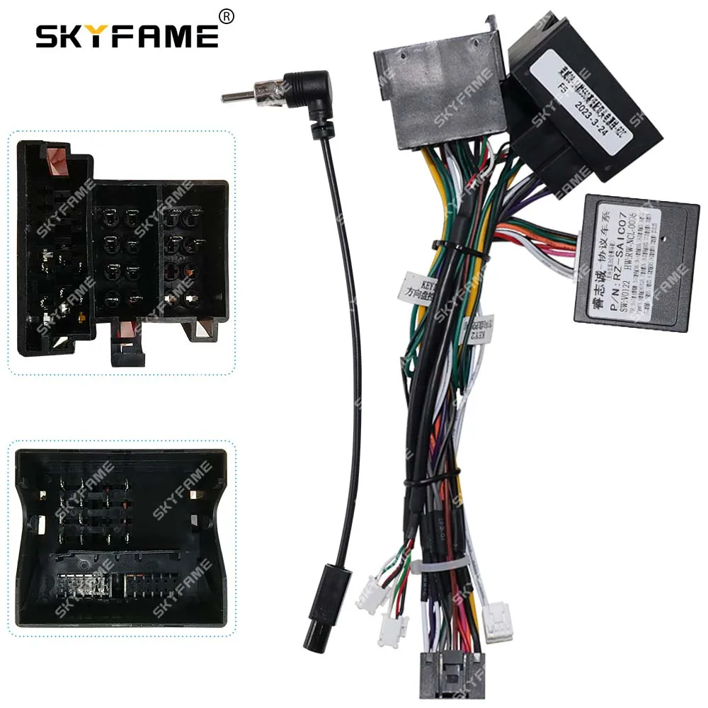 SKYFAME Car 16Pin Stereo Wiring Harness Power Cable Canbus Box Decoder For Roewe 550 20T MG ZS HS GS MG5 MG6 RZ-SAI C07