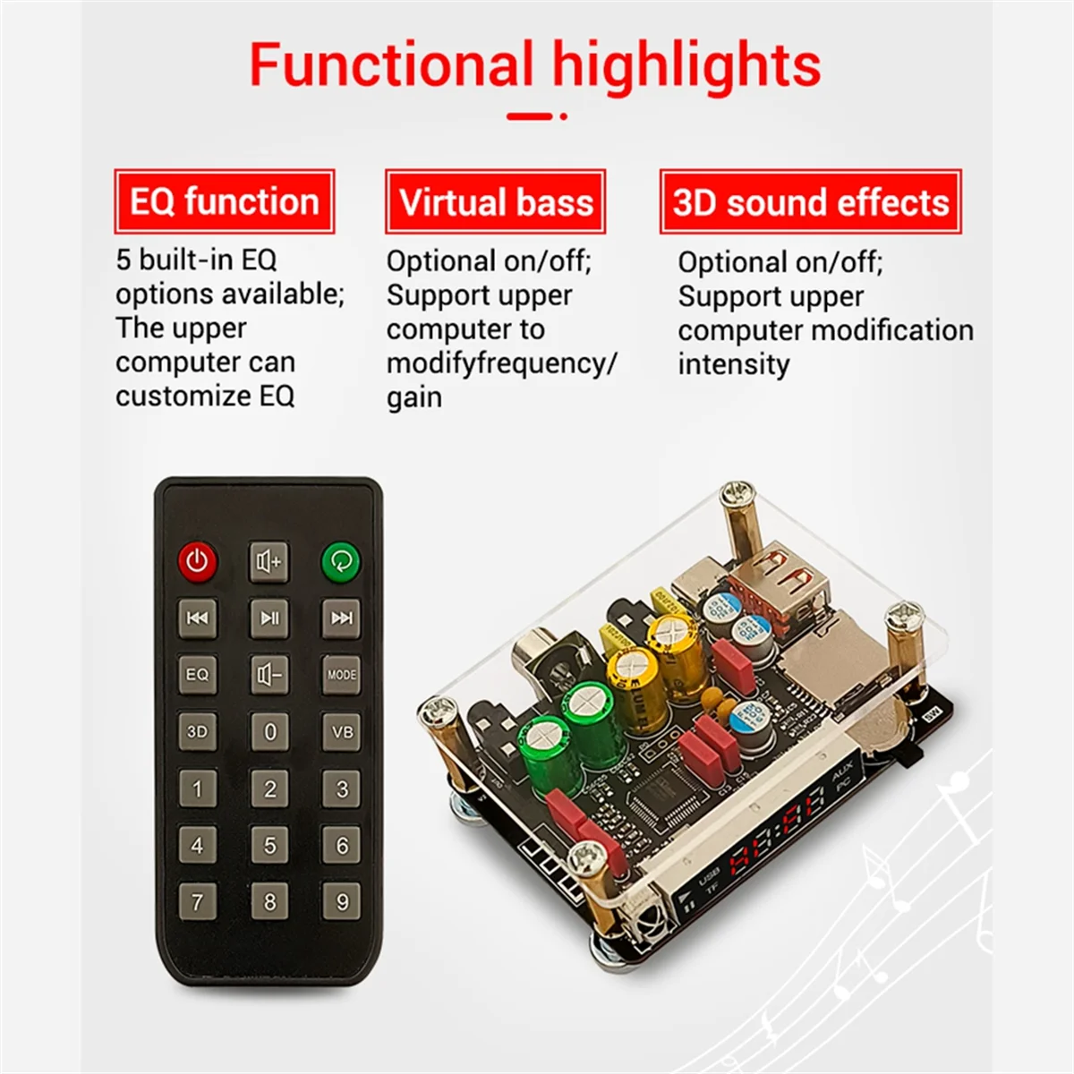 N91R ZK-DAM K1 DSP Tuning Preamp Bluetooth Decoder Board Non-Destructive Fever U Disk Coaxial Sound Card TF Decoding Board