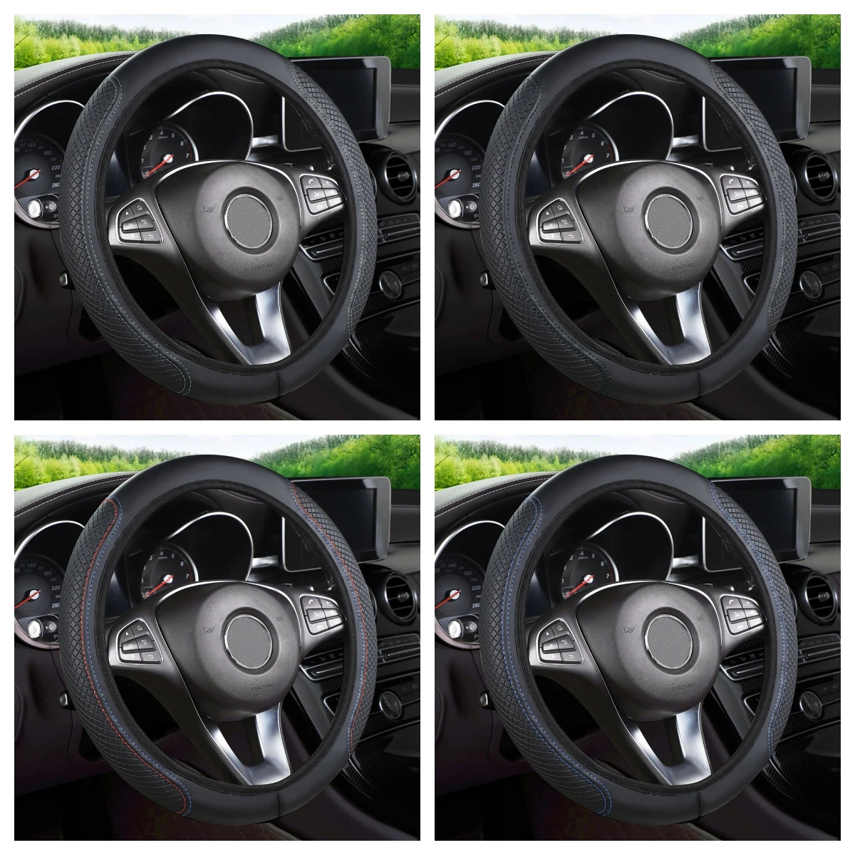 37/38cm Automobile universal steering wheel cover non-slip car steering wheel cover non-slip embossed leather Car-styling