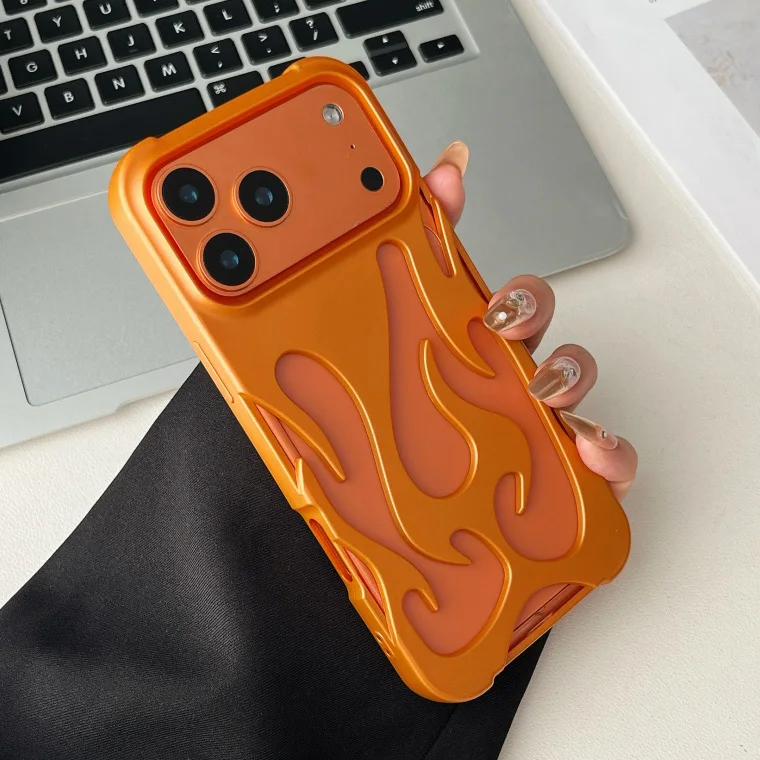 Luxuriöse 3D-Flammen-Mattierte Hohlraum-Atmungsaktive Hülle für iPhone 17 16 15 Pro Max Air 14 Plus 13 Matte Wärmeableitende Ultra-Schlanke Abdeckung