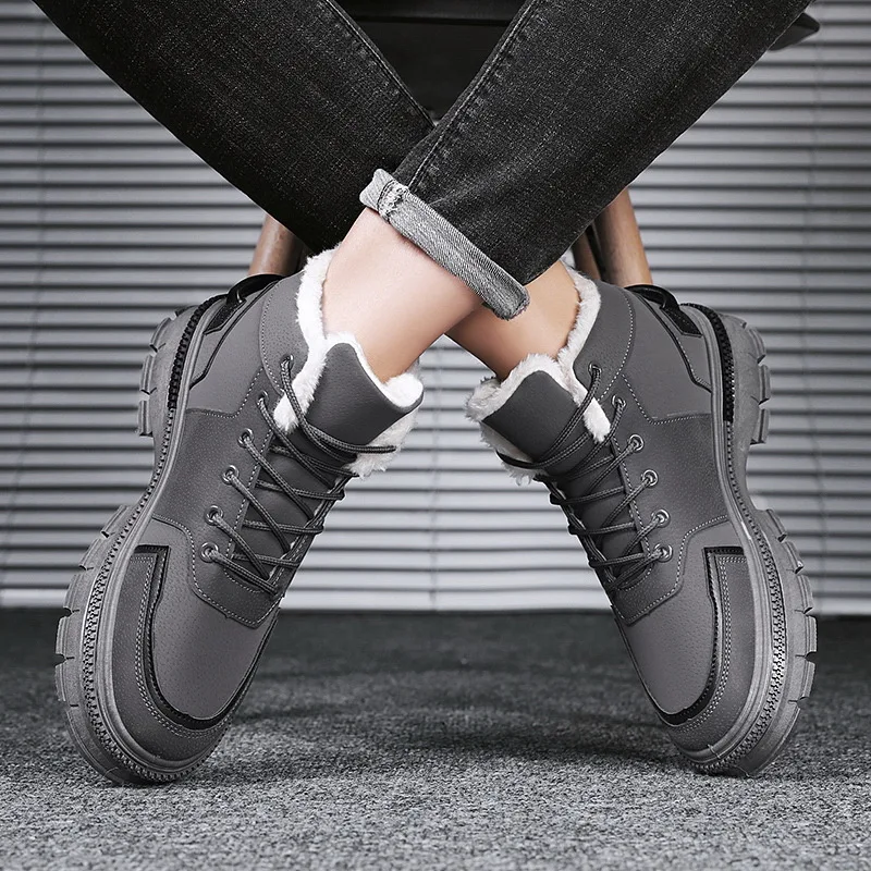 Men Boots Men\'s Winter Shoes Fashion Snow Boots Shoes Plus Size Winter Sneakers Ankle Men Shoes Winter Boots Black Blue Footwear