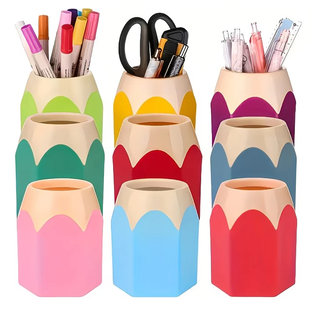 Colorful Pencil Holder, Cute Desk Organizer, Plastic Stationery Organizer, Available in Multiple Colors, Suitable for Home, Office, and Classroom