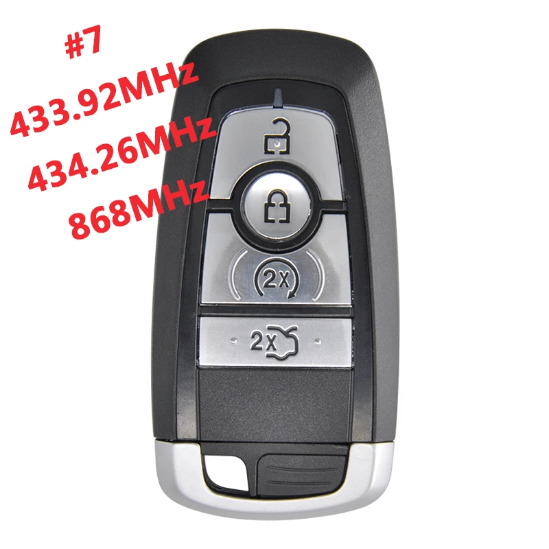 

AK018077 #7 433.92/434.26/868MHz Aftermarket Ford Ford Mondeo Smart Remote Key 4 Button 49 Chip PN HS7T-15K601-CB