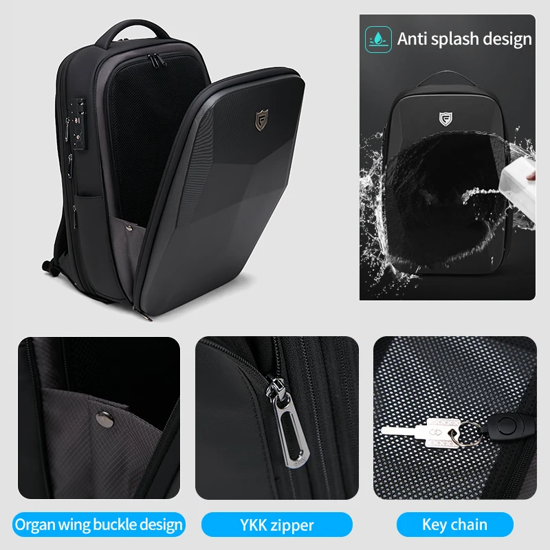 Fenruien-حقيبة ظهر مقاومة للماء مضادة للسرقة متعددة الوظائف للرجال ، حقائب ظهر للكمبيوتر المحمول ، حقائب سفر للعمل ، جديدة ، من Fenruien #3
